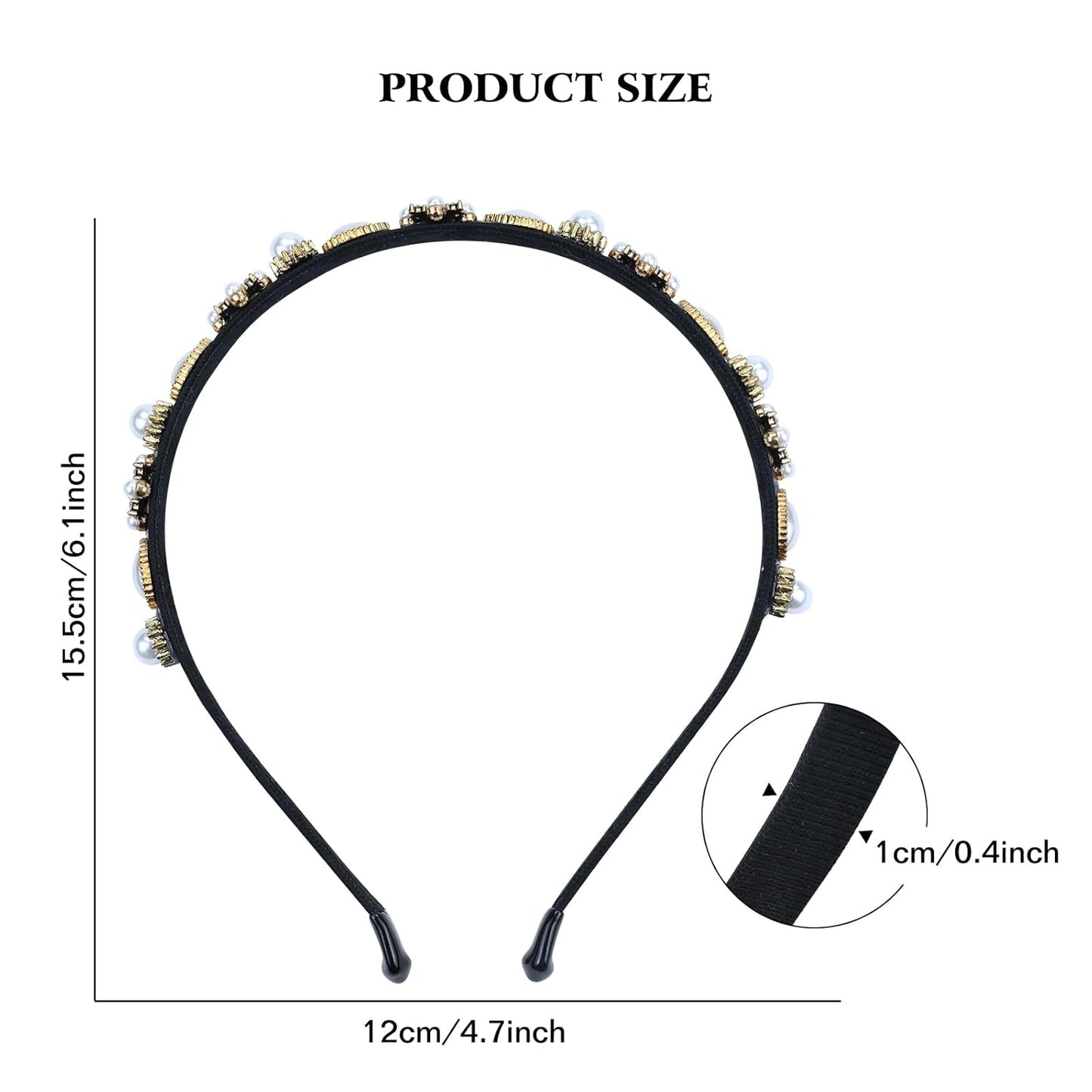 4 Pieces Luxury Vintage Rhinestone Pearl Baroque Headbands Hair Bands Hoops Headpieces for Women Girls