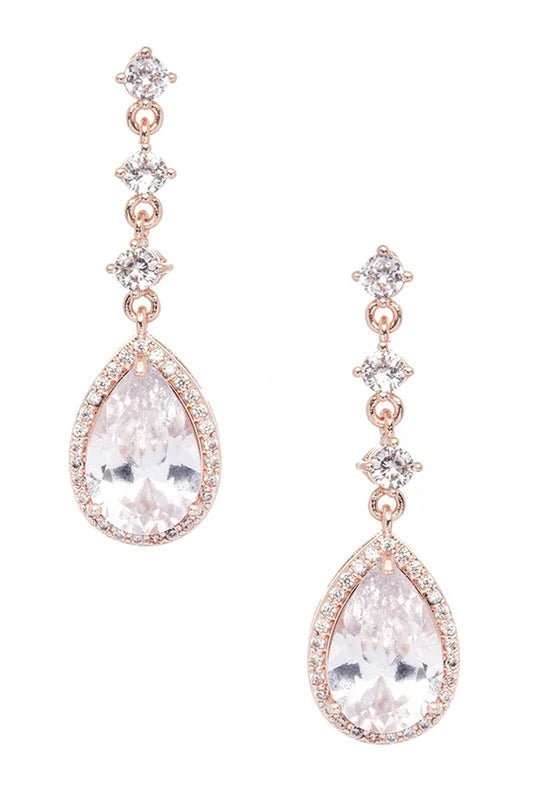 CZ Teardrop Elegant Swing Earrings